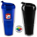 22 oz Dual Acrylic Double Wall Travel Chiller with Flip Lid & Straw Clear/Black - Screen Print